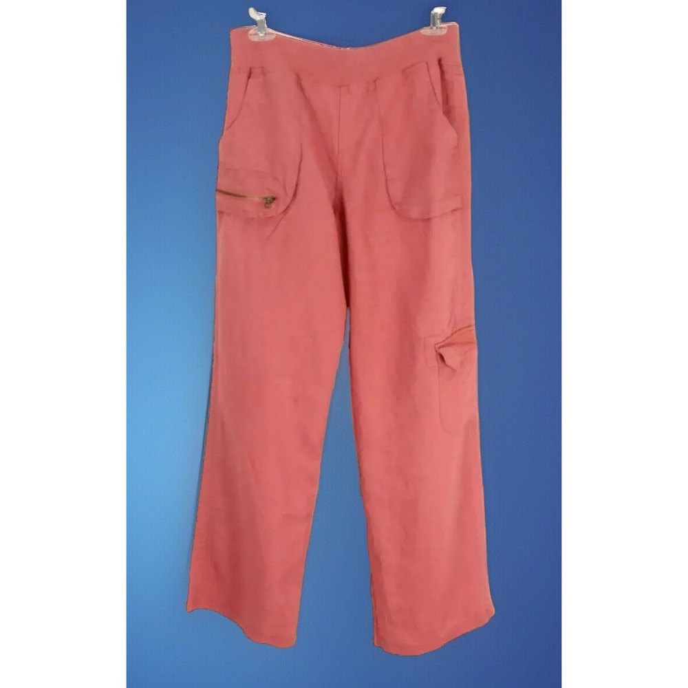Soft Surroundings Palmilla Pants XS Linen‎ Cargo Wide Leg Coral orange